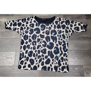 Women's Kardashian Kollection Navy Leopard Print Blouse Size XS